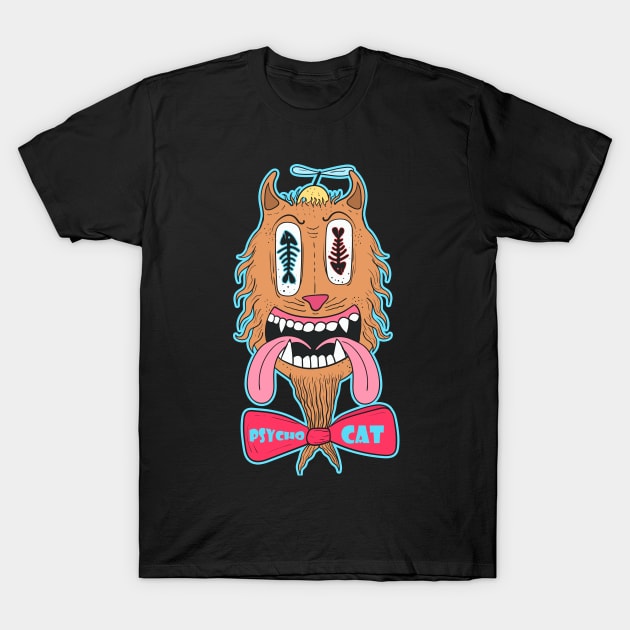 Psycho cat T-Shirt by Yeroma